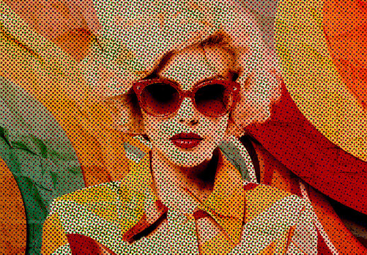 Colorful Retro Magazine Halftone Print Photo Effect