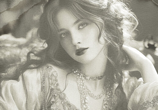 Sepia And Gray Old Newspaper Magazine Halftone Photo Effect