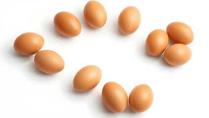 Brown eggs on a white background, showcasing simplicity and natural beauty.