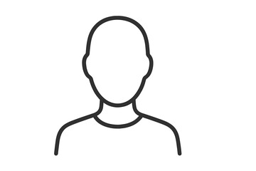 Faceless person profile outline icon. User avatar silhouette for web. Anonymous default placeholder. Headshot vector. Gender neutral human head symbol for contact or account.