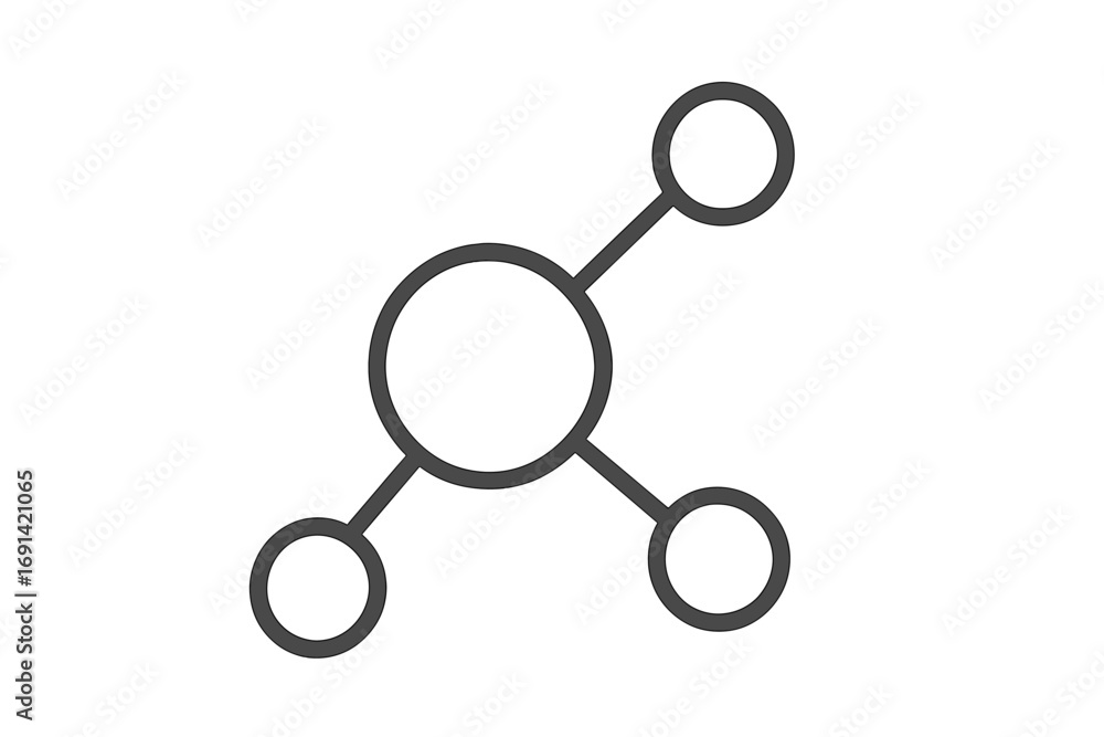 Poster network line icon, hub and node connection concept. communication symbol for social media structure.