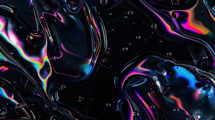 Abstract Liquid Iridescent Texture with Dynamic Flow and Glittering Effects