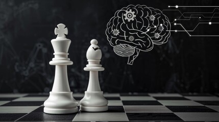 Chess Pieces and a Brain on a Chessboard