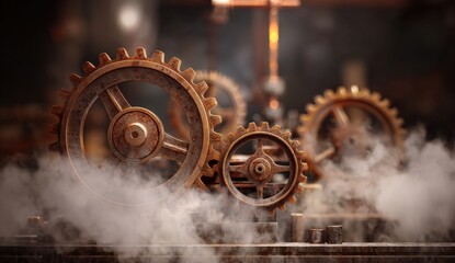 Rusty gears in steam