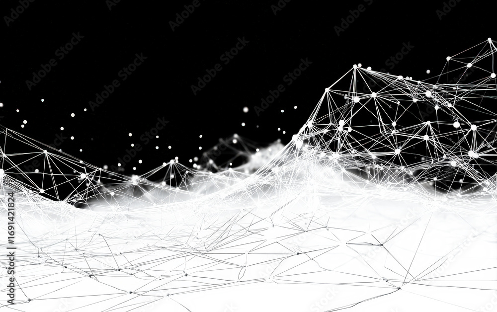 Aufkleber abstract network connections and points representing digital technology