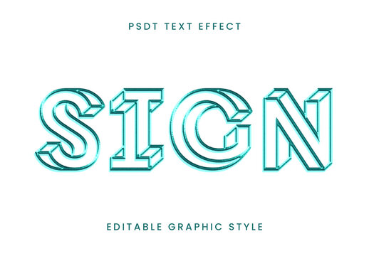 Blue Neon Outline Font 3D Bold Line Text Effect