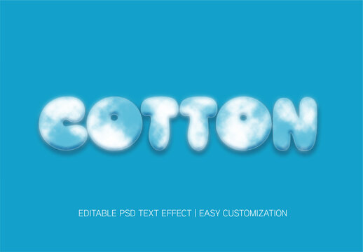 Blue And White Fluffy Cloud Font Cotton Inflated Text Effect