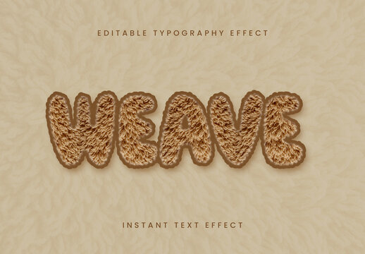 Brown Rug Tufted Font Knitted Fabric Bubble Text Effect