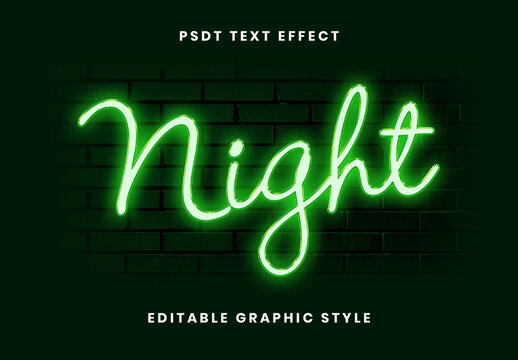 Green Neon Font Glowing Script Line Text Effect