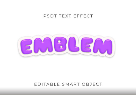 Violet Puffy Sticker Font 3D Smooth Bubble Text Effect