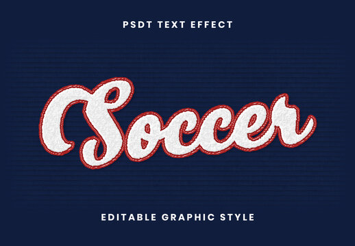 White and Red Sport Team Font Patch Embroidery Script Text Effect