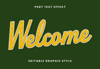 Yellow Chenille Font Patch Cursive Sewed Text Effect
