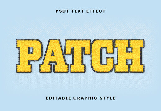 Yellow Chenille Font Patch Embroidered Bold Text Effect