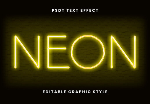 Yellow Neon Font Glow Outline Minimal Text Effect