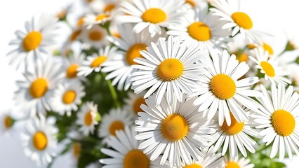 Fototapeta premium A delicate arrangement of fresh daisies bathed in sunlight, evoking purity and natural beauty.
