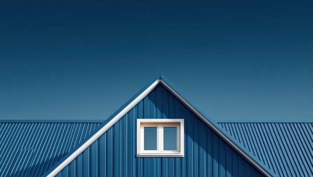 Rooftop with window, vibrant blue