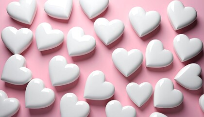 Fototapeta premium White hearts on a pink background