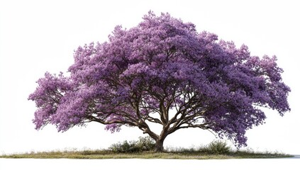 Lush purple tree on a grassy field