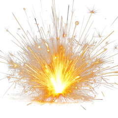 Obraz premium a vibrant sparkler bursting with bright golden sparks against darkness