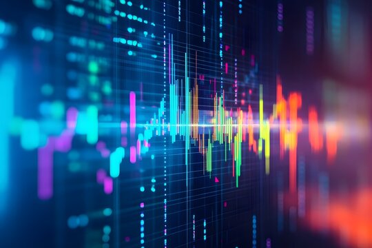 Vibrant Data Stream - Abstract Visualization of Financial Market Fluctuations.