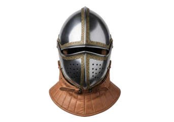 Medieval Knight Helmet with Leather Collar