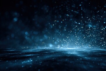 Abstract dark blue background with glittering particles