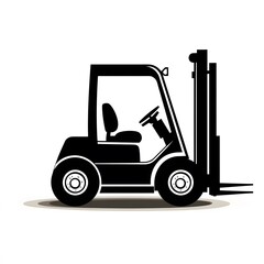 Striking Black Forklift Silhouette Icon for Industrial Logistics and Warehouse Operations.