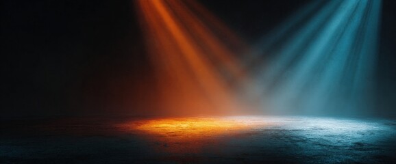 Dramatic stage lighting with contrasting colors