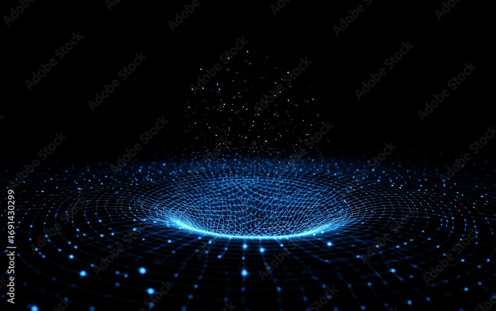 Poster abstract digital network pattern with glowing circular structure