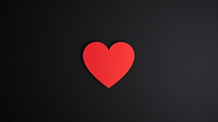 A striking red heart on a textured black background, representing deep emotions and minimalist beauty.