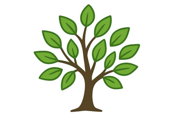 Green tree with leaves vector icon. Simple cartoon illustration. Symbol for nature, growth, environment, and life. Modern eco graphic for ecology, plant, and organic concepts.