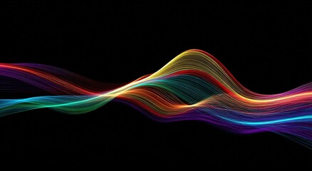 Abstract rainbow wave design on black background