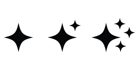 Black starburst sparkle icons of varying sizes shine