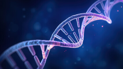 Detailed 3D Render of a DNA Double Helix Structure Against a Deep Blue Background Showcasing Genetic Code and Molecular Biology with Artistic Flair and Scientific Accuracy