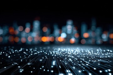 Abstract city lights at night, digitally enhanced