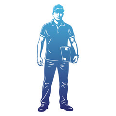Obraz premium Delivery man holding a package ready for shipment.