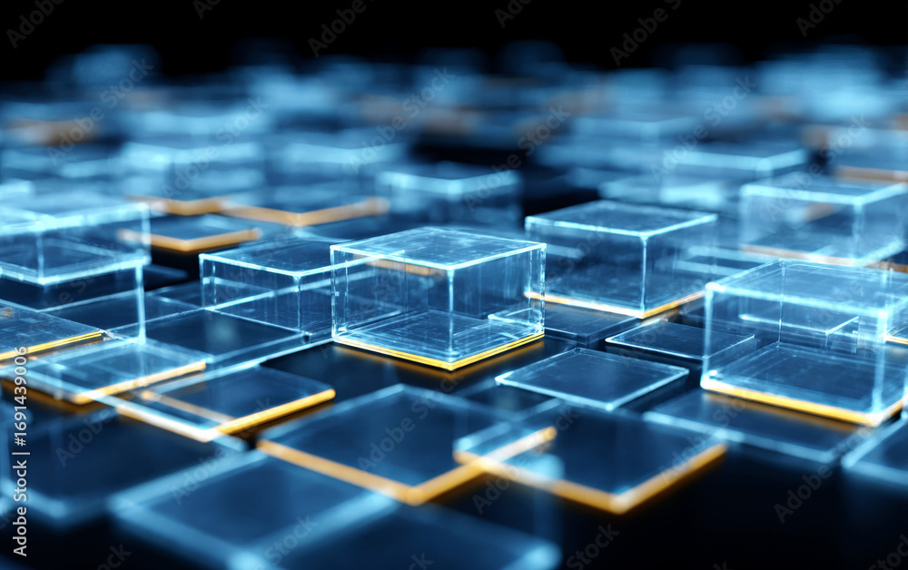 Poster abstract 3d cubes representation of digital technology