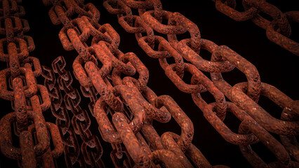 The Rusty Chain for Abstract or Business Background concept 3d Rendering.