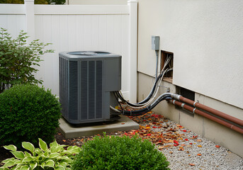 Air conditioning unit outside a house