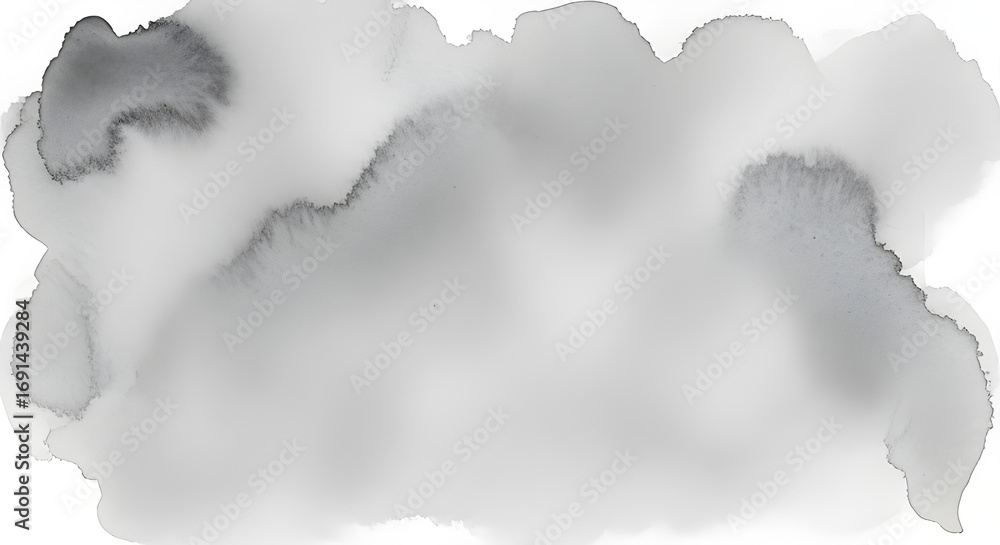 Poster soft, watercolor-style gray cloud with subtle shading and a blurred appearance, creating a calm and 