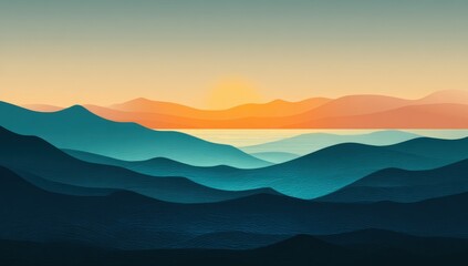 A serene mountain vista at sunset