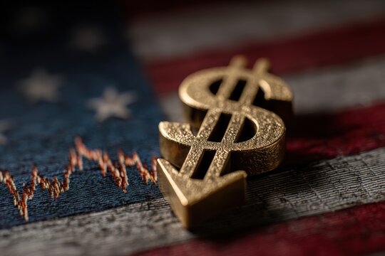 Golden dollar sign, downward trend