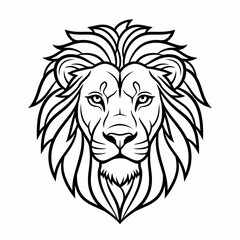 Fototapeta premium A detailed black and white illustration of a majestic lion's face, showcasing its mane.