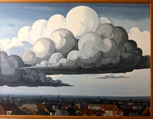 Panoramic view of a city beneath a dramatic sky