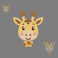 Cute cartoon animal set giraffe.