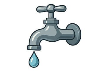 A close-up of a chrome faucet with a single droplet falling, representing water conservation