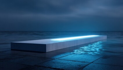 Obraz premium Abstract platform at night over water