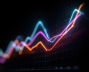 Abstract graph rising on dark background