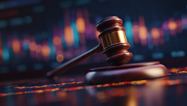 Gavel on a financial chart