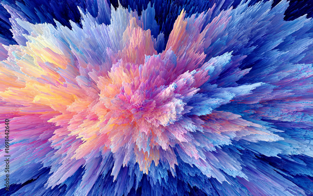 Poster vibrant and colorful abstract fractal pattern with various hues